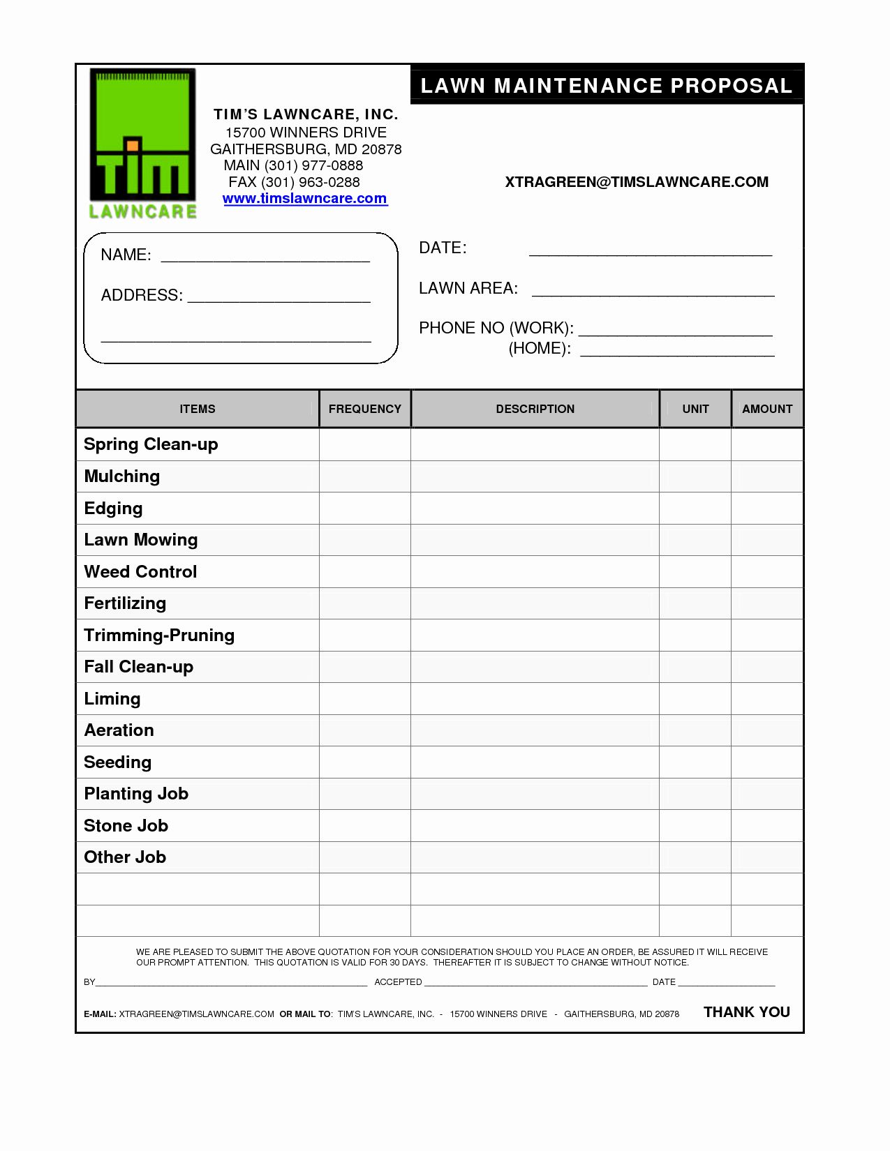 25 Lawn Care Estimate form in 2020