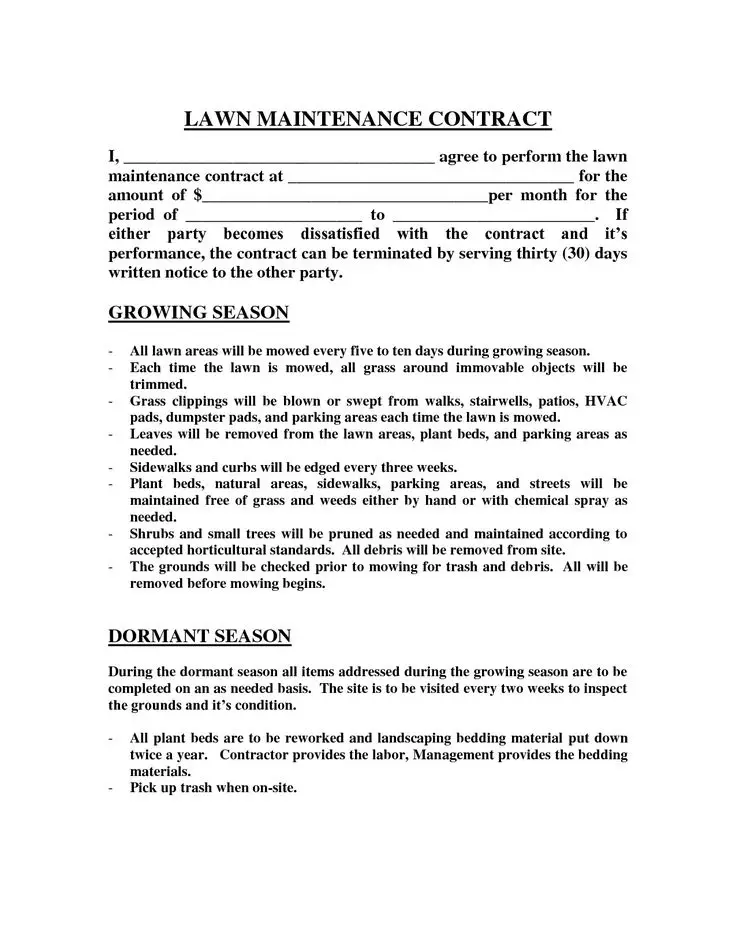28 Lawn Care Contract Template Free in 2020