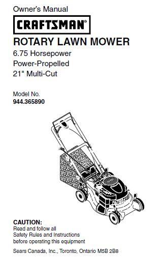 944.365890 Manual for Craftsman 21"  Multi