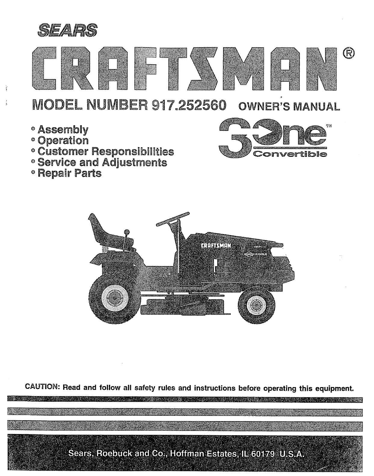 Craftsman Lawn Mower 917.252560 User Guide