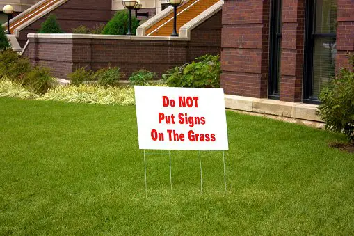 Do Not Put Signs On The Grass Sign Stock Photo