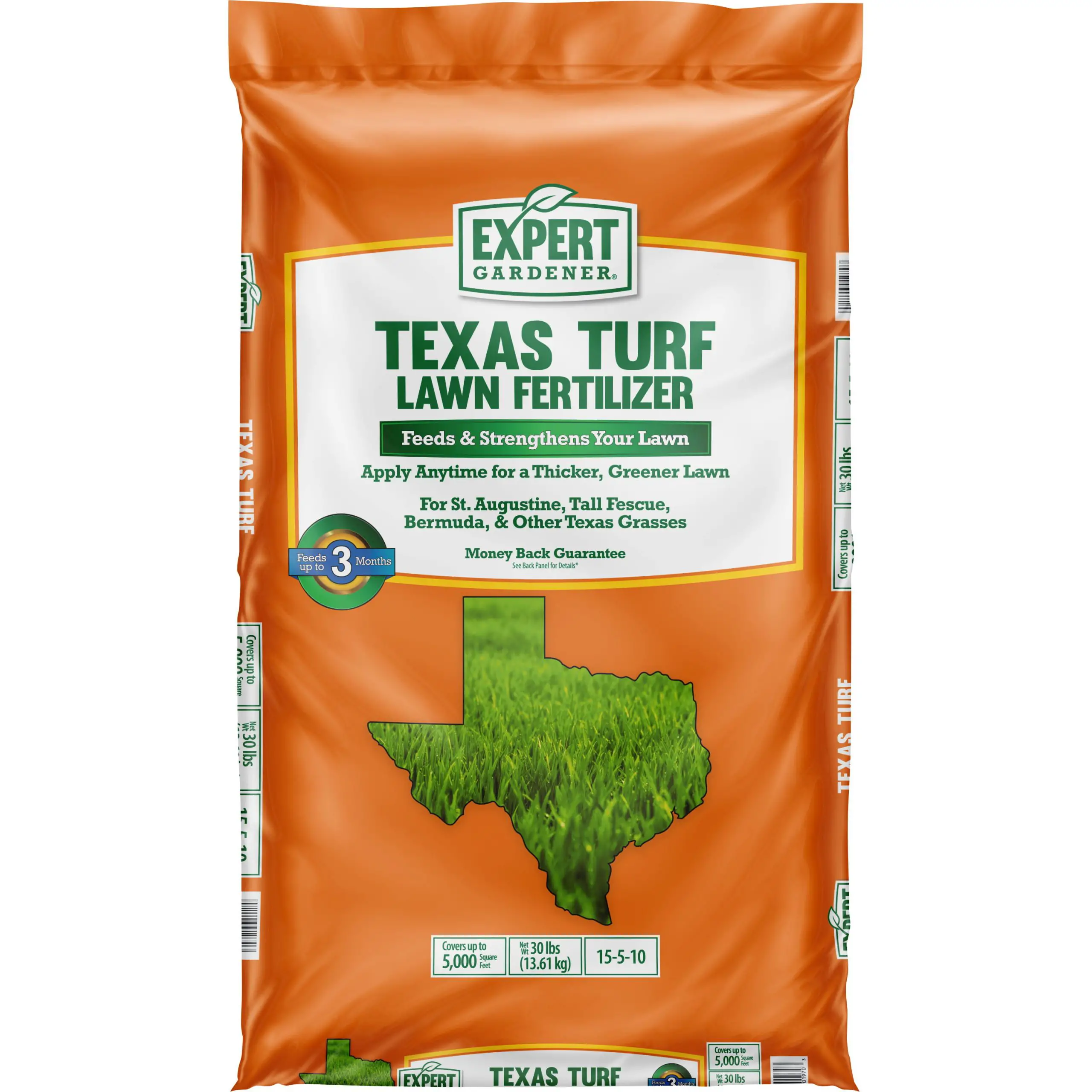 Expert Gardener Texas Turf Lawn Fertilizer, Plus 2% Iron, covers 5,000 ...