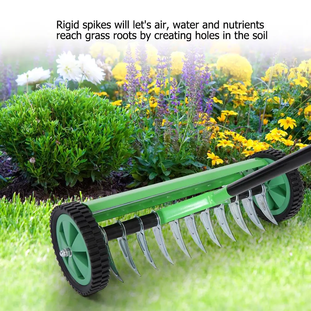 HERCHR Outdoor Garden Lawn Aerator with Long Handle Spike Type Heavy ...