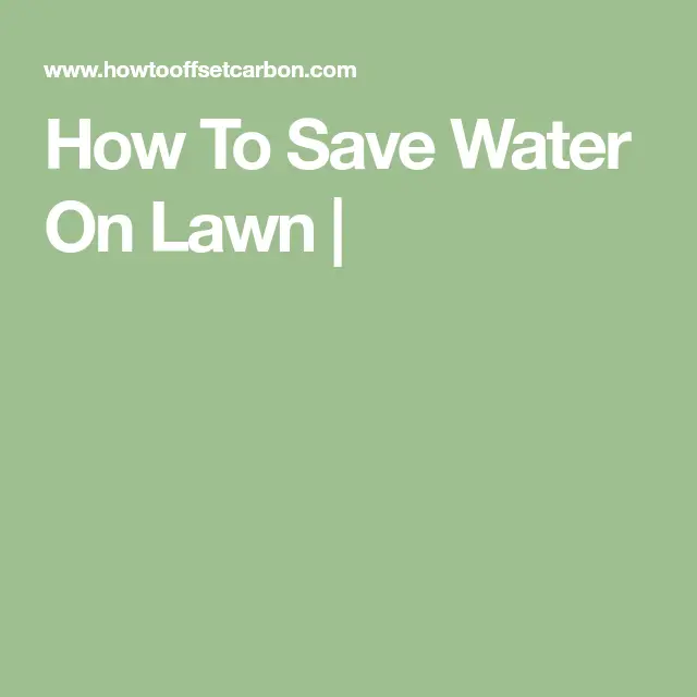How To Save Water On Lawn