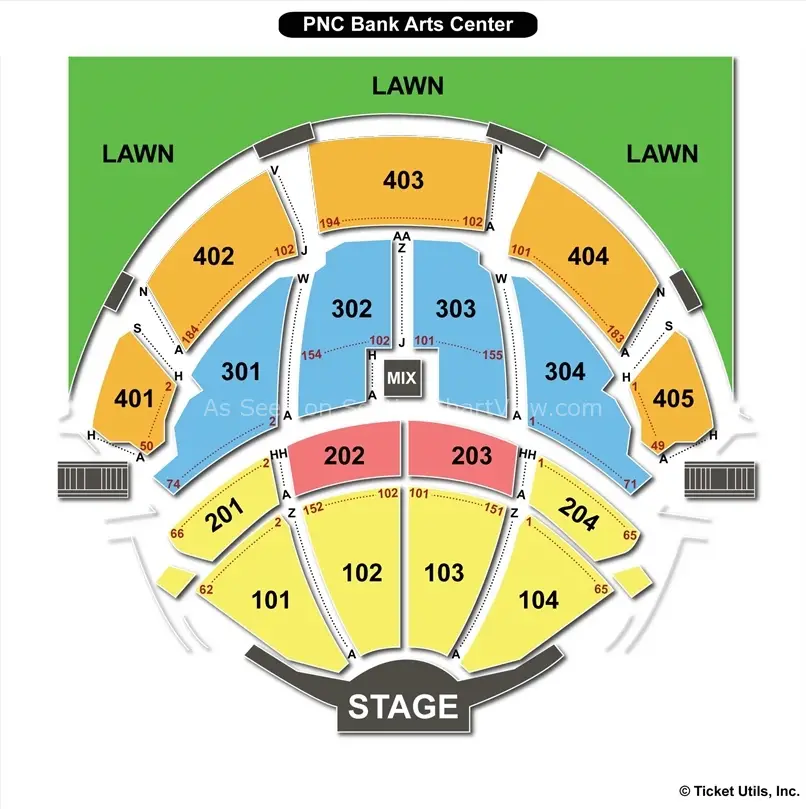 Pnc Bank Arts Center Seating Chart