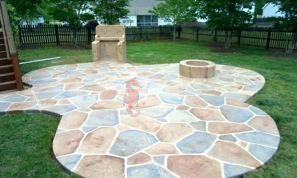Stamped Concrete Small Yard Patio Cost Of Backyard Average ...