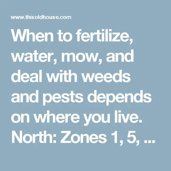 When to fertilize, water, mow, and deal with weeds and pests depends on ...
